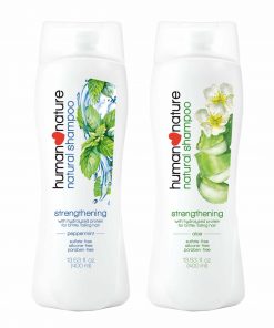 Buy Human Nature Strengthening Shampoo for less hair fall, stronger, healthier, and thicker-looking hair. Ships to US and Canada via CarloPacific.com