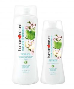 Buy Human Nature Clarifying Shampoo that makes hair bouncier by lifting away impurities from pollution. Ships to US and Canada via CarloPacific.com