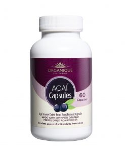 Buy Organiqe Acai Berry Capsule 60 CT for delivery in the US & Canada. An antioxidant-rich supplement made of freeze dried acai berries.
