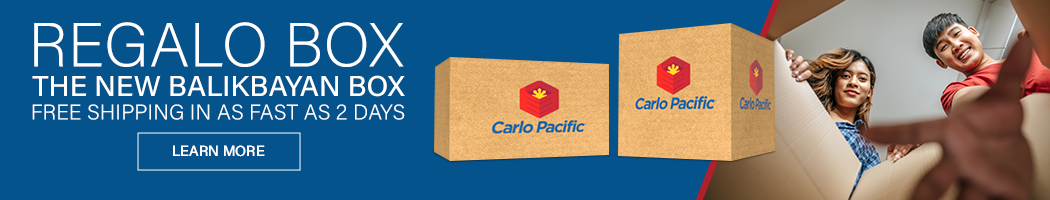 Introducing the new balikbayan box, Regalo Box by CarloPacific.com. Free shipping to the Philippines in as fast as 2 days!