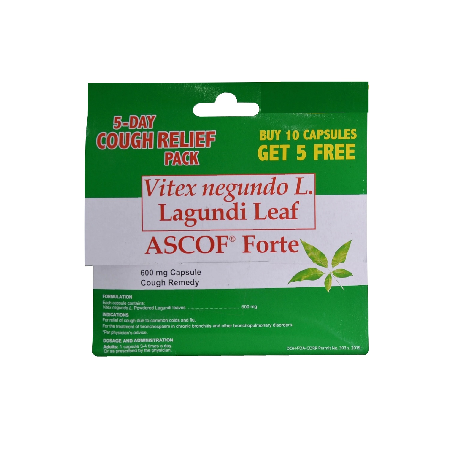 Ascof Forte Lagundi Capsule, Cough Relief | CarloPacific.com