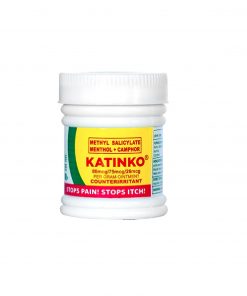 Shop Katinko Ointment for temporary relief of minomuscles and joints pain, headache, sprains, and skin itch. Ships to US & Canada via CarloPacific.com.